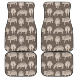 Hippopotamus Pattern Print Design 04 Front and Back Car Mats