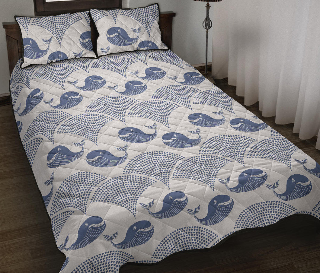 Whale Pattern Quilt Bed Set