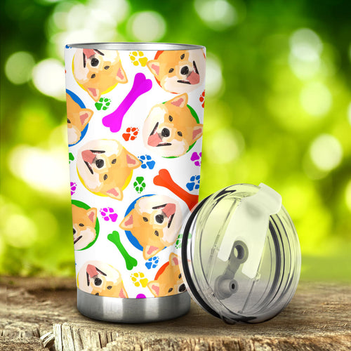 Shiba Inu Paw Bone Pattern Tumbler