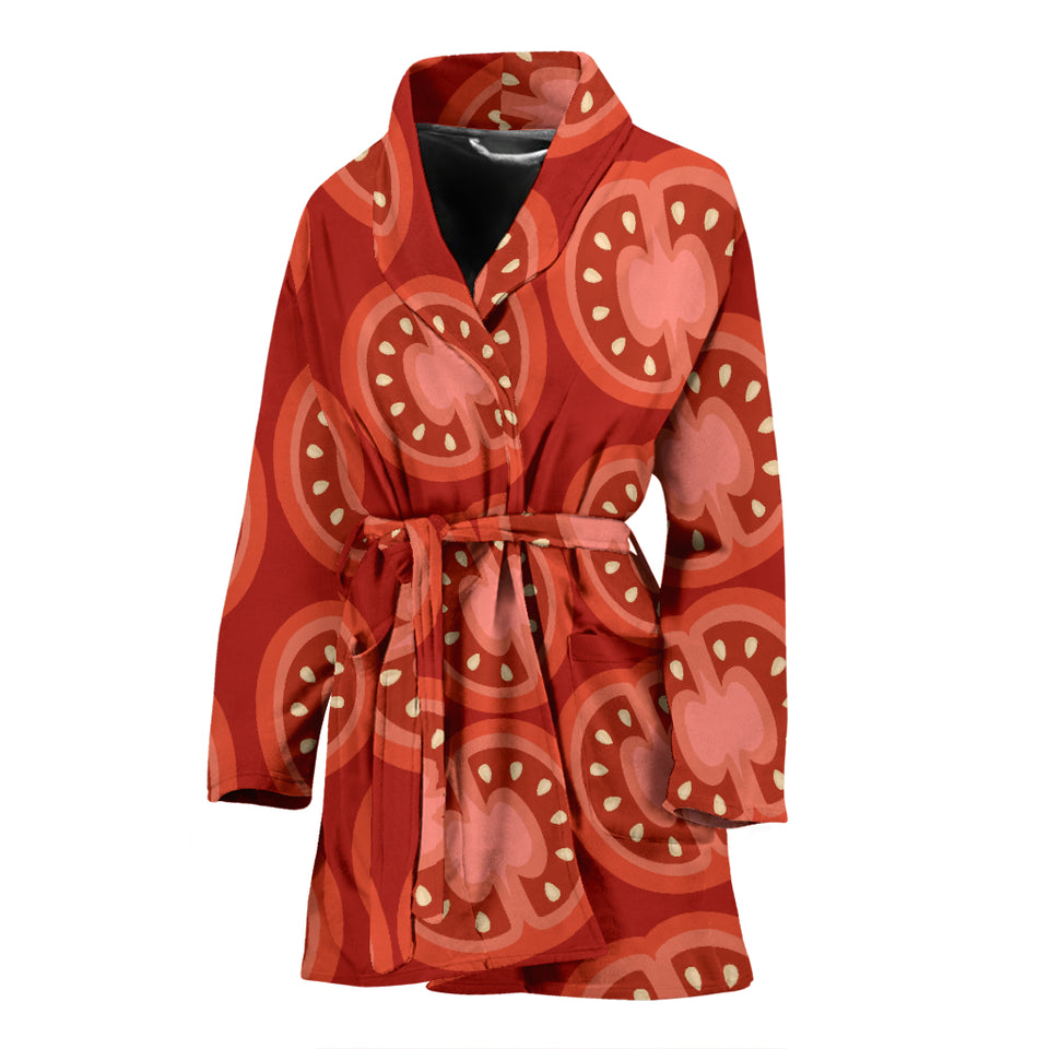 Sliced Tomato Pattern Women Bathrobe