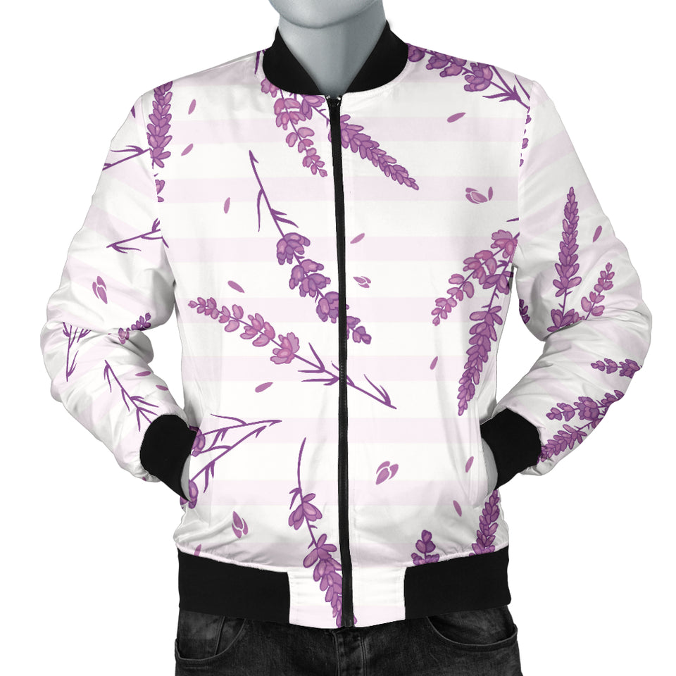 Lavender Pattern Stripe Background Men Bomber Jacket