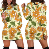 Sliced Orange Leaves  Pattern Women Hoodie Dress