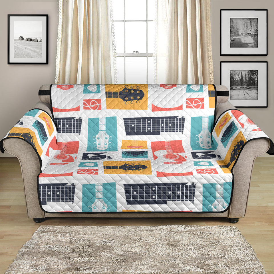 Guitar Pattern Background Loveseat Couch Cover Protector