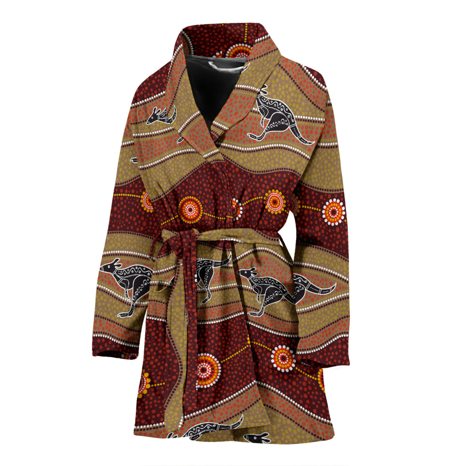 Kangaroo Aboriginal Pattern Women Bathrobe