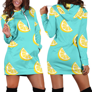 Lemon Theme Pattern Women Hoodie Dress