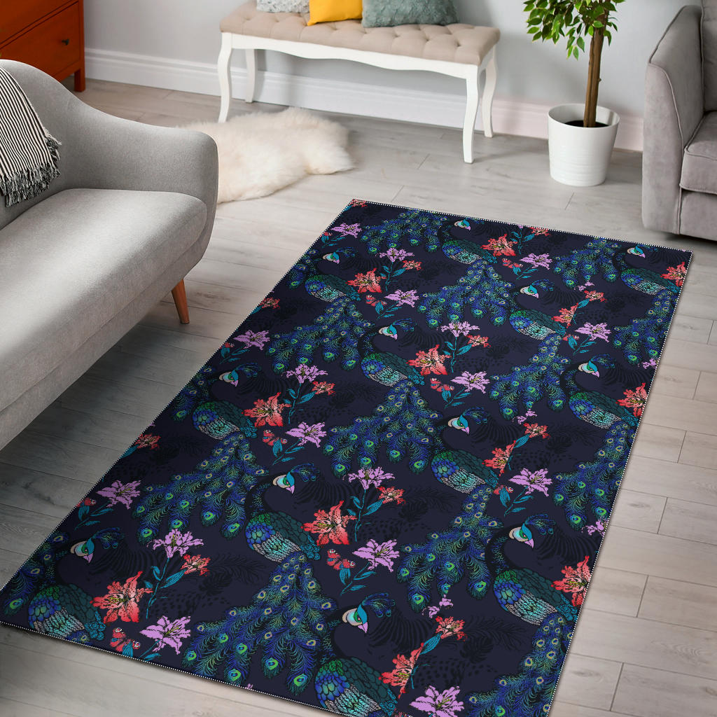 Peacock Feather Pattern Area Rug