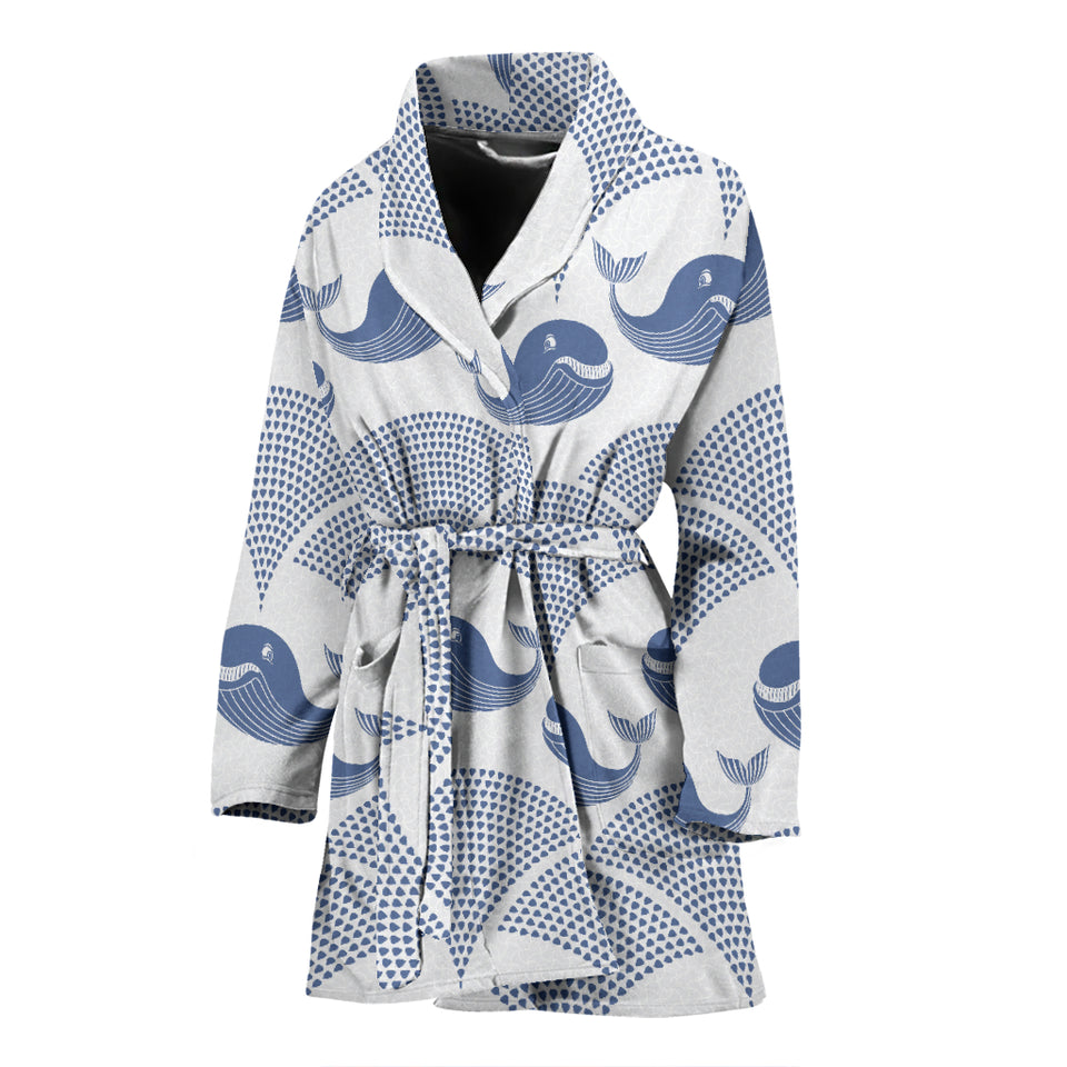 Whale Pattern Women Bathrobe