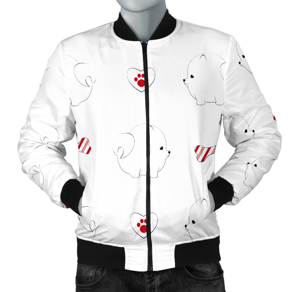 White Pomeranian Pattern Men Bomber Jacket