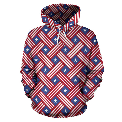 USA Star Stripe Pattern Men Women Pullover Hoodie