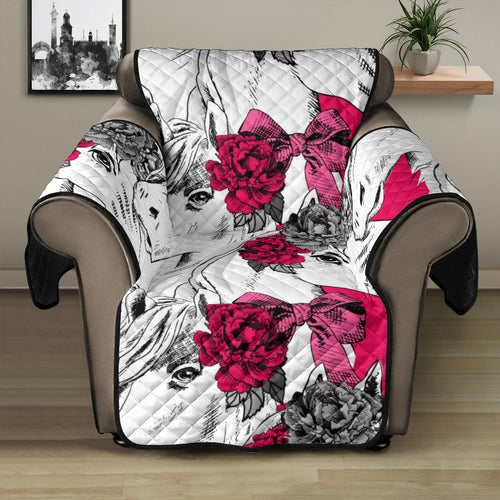 Horse Head Rose Pattern Recliner Cover Protector