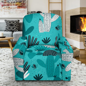 Green Cactus Pattern Recliner Chair Slipcover