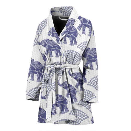 Elephant Pattern Background Women Bathrobe