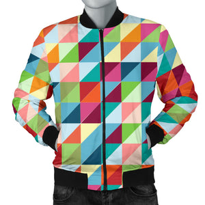 Rainbow Geometric Pattern Men Bomber Jacket