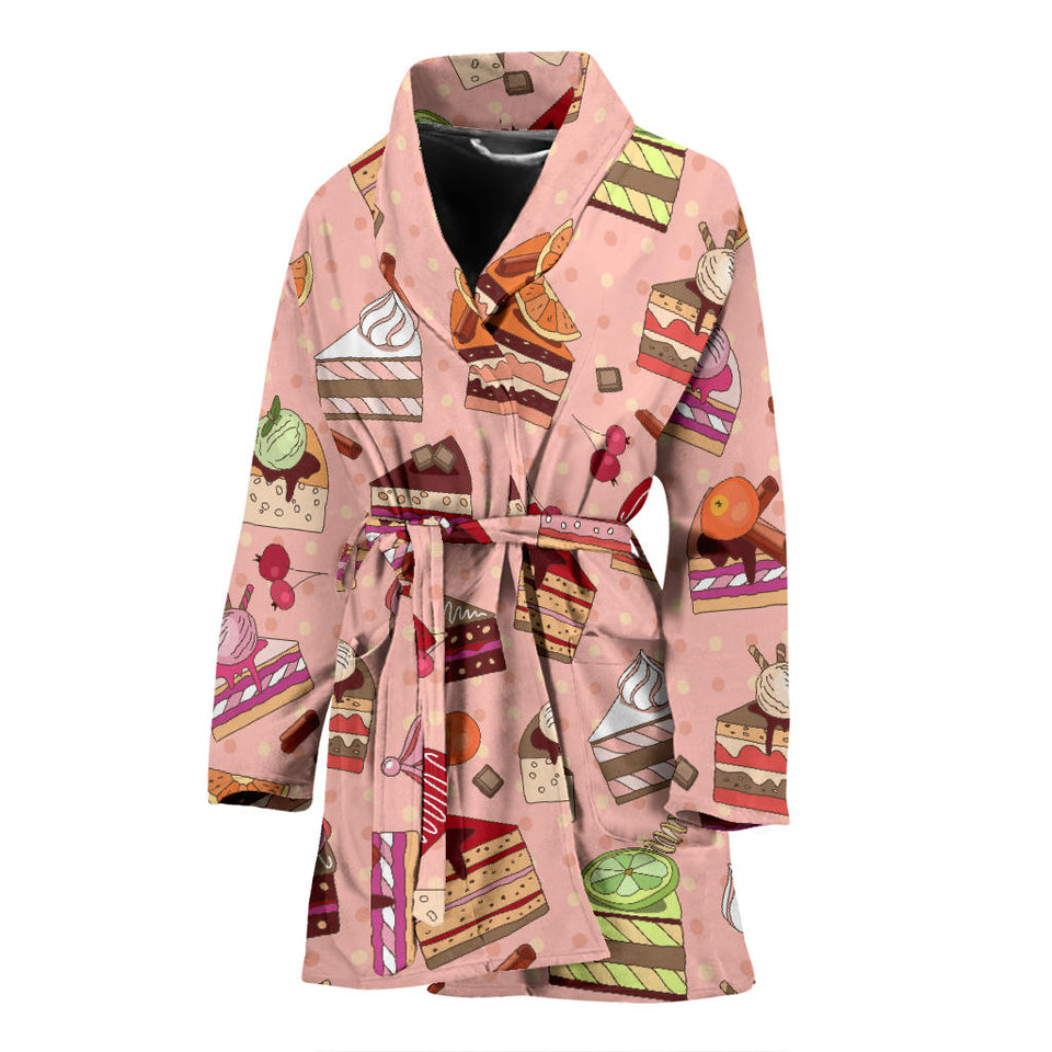 Cake Pattern Pokka dot Background Women Bathrobe