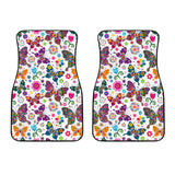 Colorful Butterfly Flower Pattern Front Car Mats