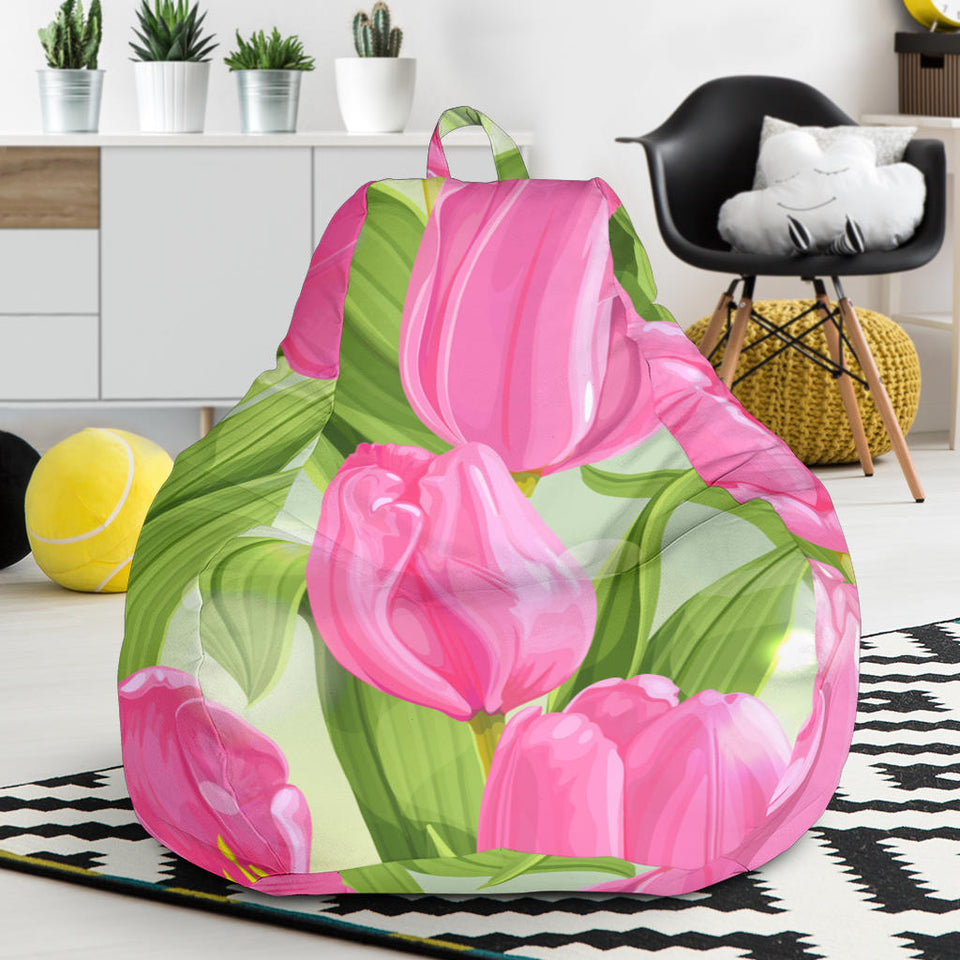 Pink Tulip Pattern Bean Bag Cover