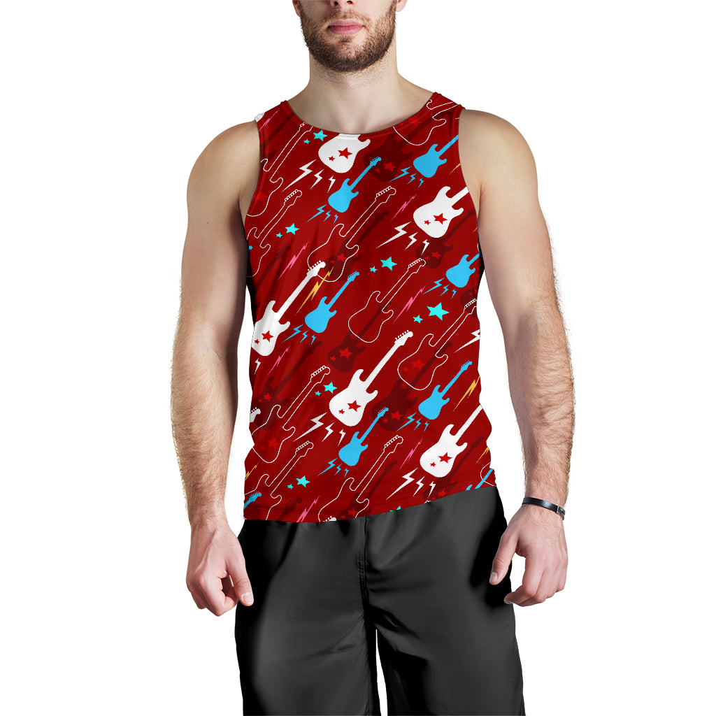 Electical Guitar Red Pattern Men Tank Top