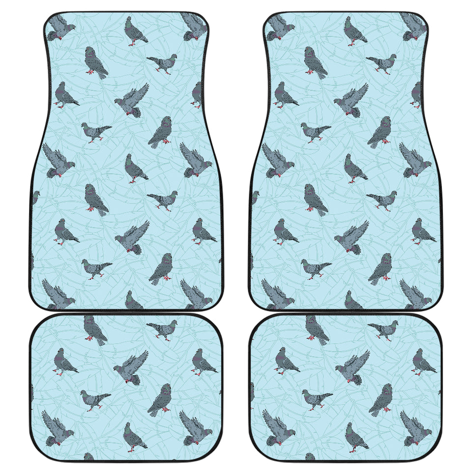 Pigeon Pattern Print Design 02 Front and Back Car Mats