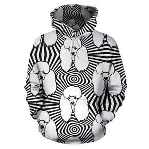 Black and White Poodle Pattern Men Women Pullover Hoodie