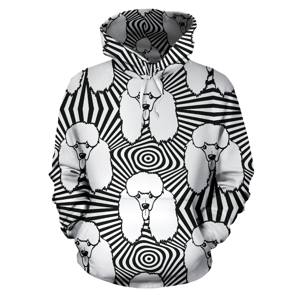 Black and White Poodle Pattern Men Women Pullover Hoodie
