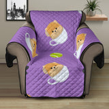 Pomeranian in Cup Pattern Recliner Cover Protector