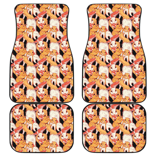 Squirrel Pattern Print Design 04 Front and Back Car Mats