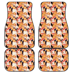 Squirrel Pattern Print Design 04 Front and Back Car Mats