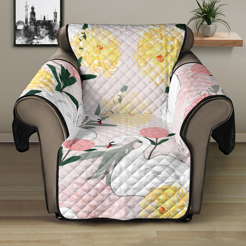 Swan Flower Pattern Recliner Cover Protector