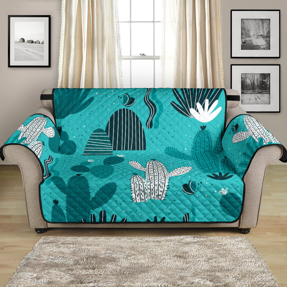 Green Cactus Pattern Loveseat Couch Cover Protector