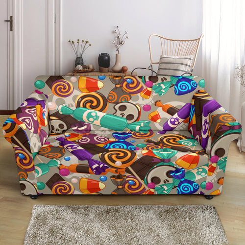 Halloween Candy Pattern Loveseat Couch Slipcover