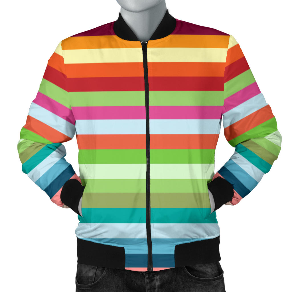 Rainbow Pattern Men Bomber Jacket