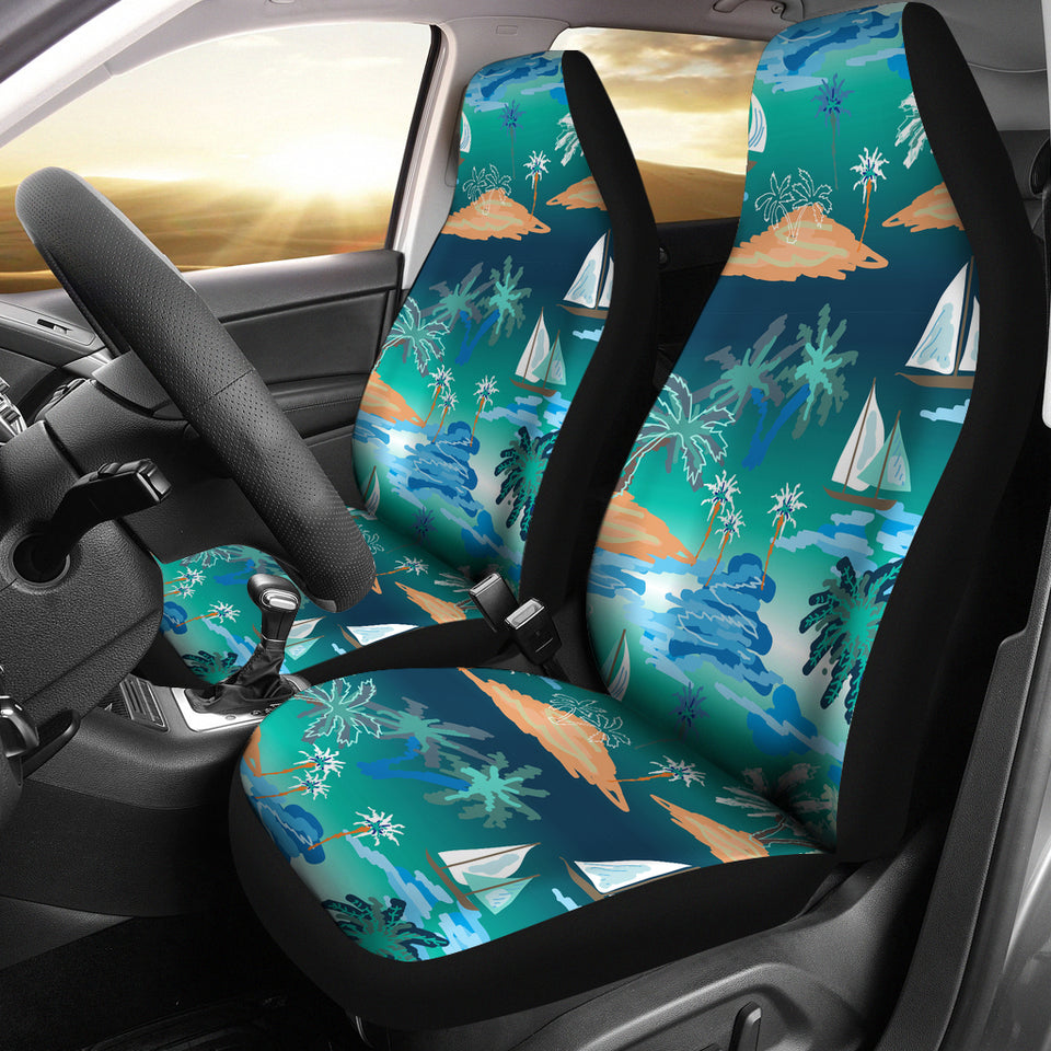 Sailboat Water Color Pattern Universal Fit Car Seat Covers