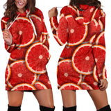 Sliced Grapefruit Pattern Background Women Hoodie Dress