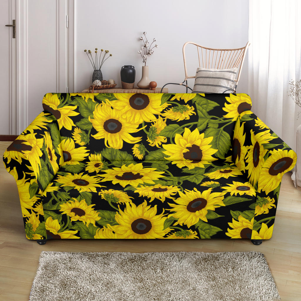 Sunflower Theme Pattern  Loveseat Couch Slipcover