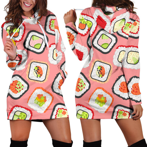 Sushi Roll Pattern Women Hoodie Dress