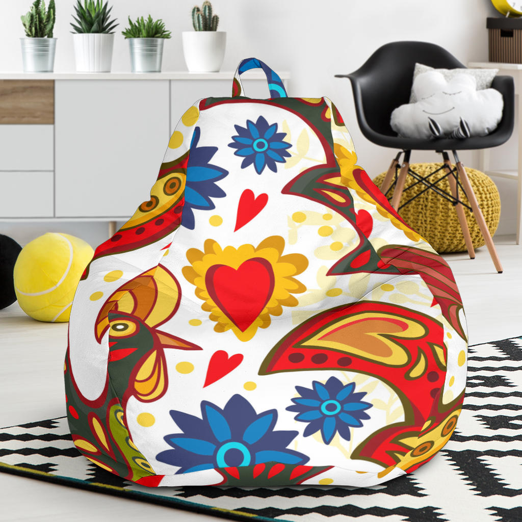 Colorful Rooster Chicken Guitar Pattern Bean Bag Cover