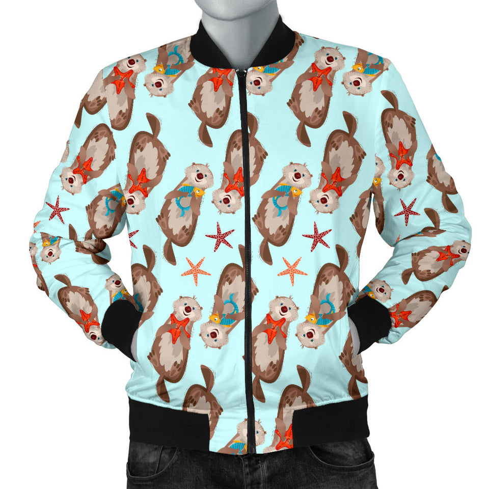 Otter Pattern Background Men Bomber Jacket