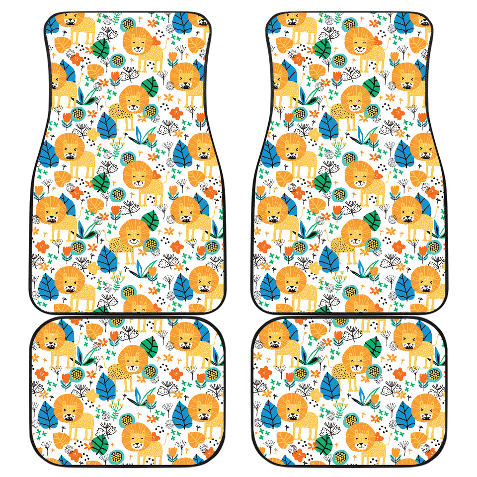 Lion Pattern Print Design 02 Front and Back Car Mats