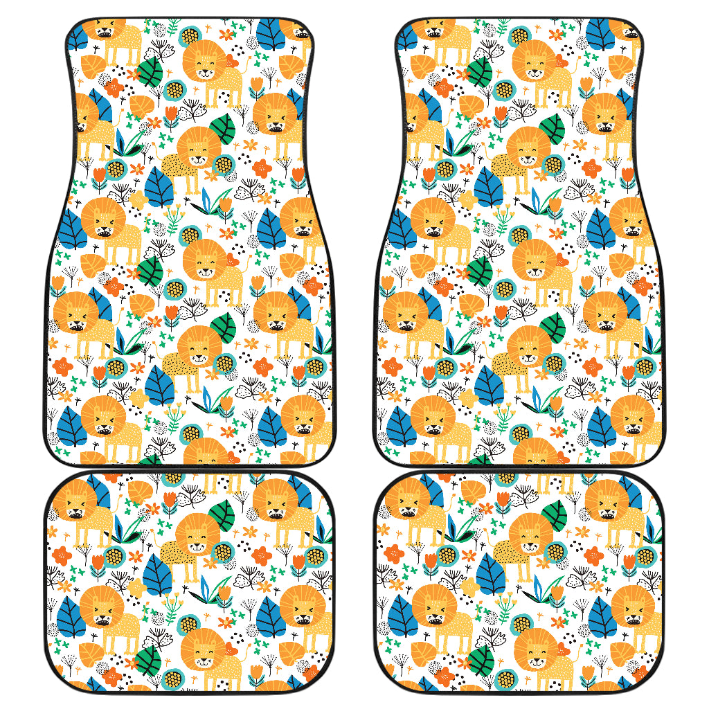 Lion Pattern Print Design 02 Front and Back Car Mats