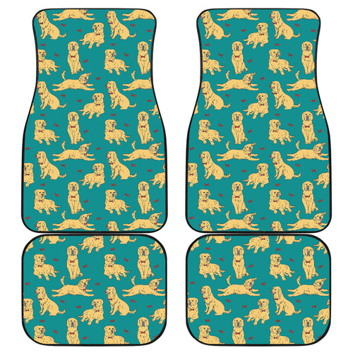 Golden Retriever Pattern Print Design 05 Front and Back Car Mats