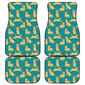 Golden Retriever Pattern Print Design 05 Front and Back Car Mats