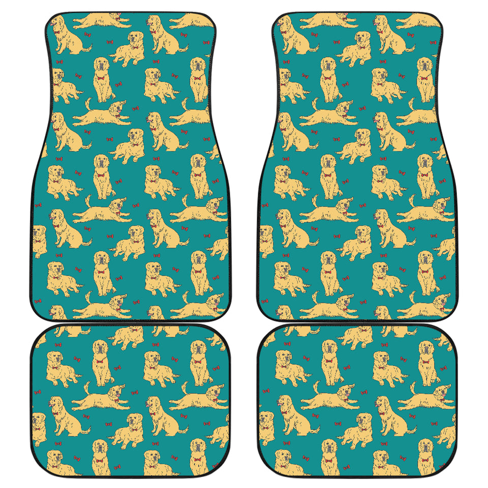 Golden Retriever Pattern Print Design 05 Front and Back Car Mats