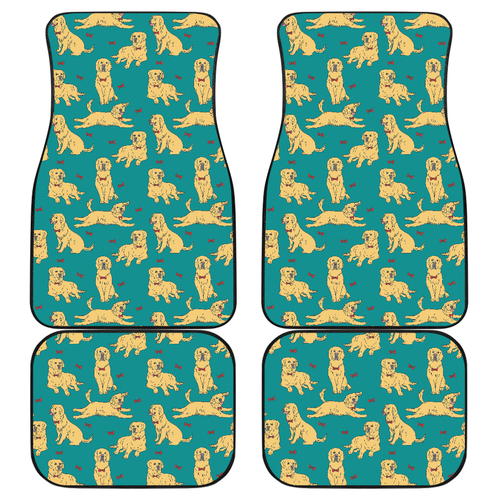 Golden Retriever Pattern Print Design 05 Front and Back Car Mats