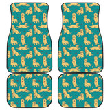 Golden Retriever Pattern Print Design 05 Front and Back Car Mats