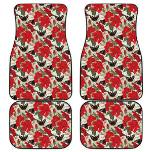 Hibiscus Pattern Print Design 04 Front and Back Car Mats