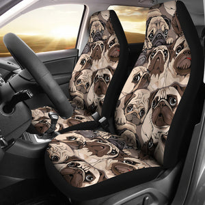 Pug Pattern Background Universal Fit Car Seat Covers