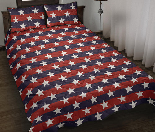 USA Star Pattern Background Quilt Bed Set