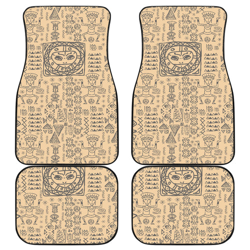 Egypt Hieroglyphics Pattern Print Design 04 Front and Back Car Mats