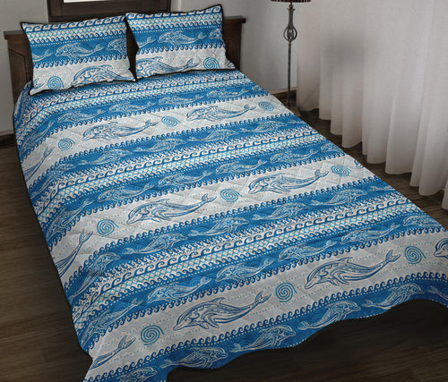 Dolphin Tribal Pattern background Quilt Bed Set