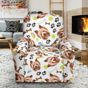 Yorkshire Terrier Pattern Print Design 05 Recliner Chair Slipcover